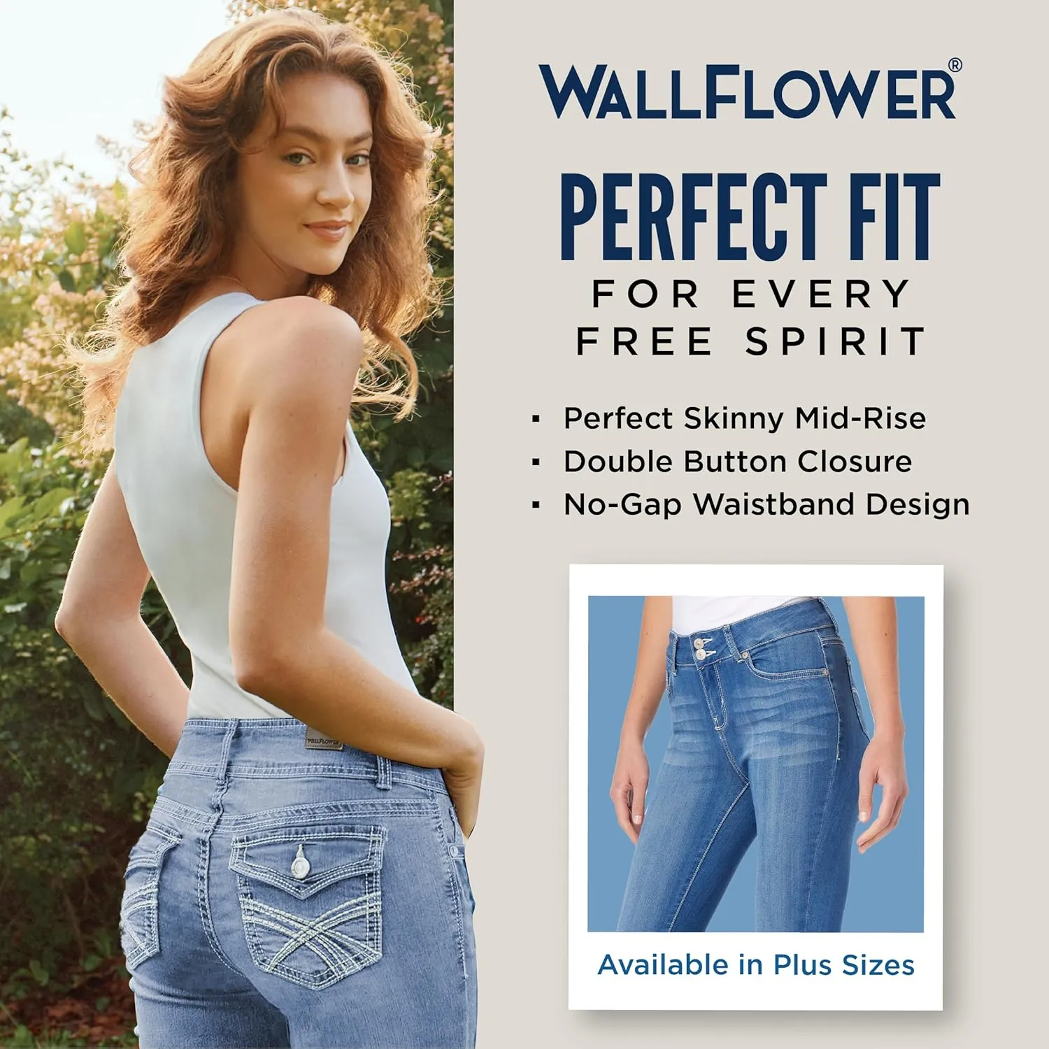 WallFlower Women's Sassy Skinny High-Rise Insta Soft Juniors Jeans (Standard and Plus)