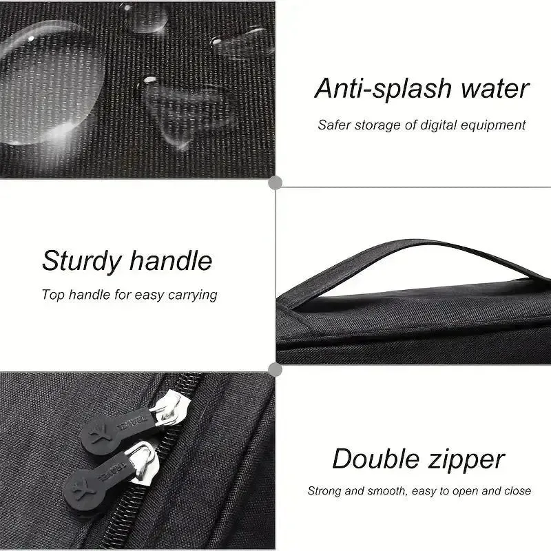 Waterproof Cable Storage Bag USB Data Line Charger Digital Electronic Organizer Portable Plug Storage Bag Travel Cable Organizer