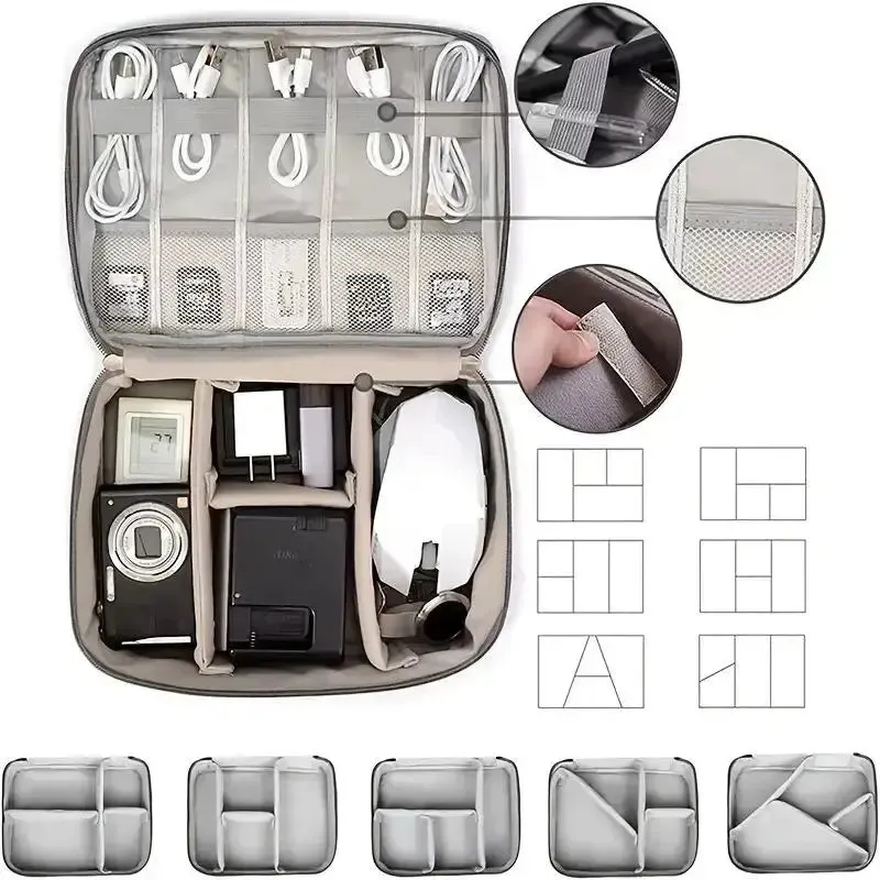 Waterproof Cable Storage Bag USB Data Line Charger Digital Electronic Organizer Portable Plug Storage Bag Travel Cable Organizer