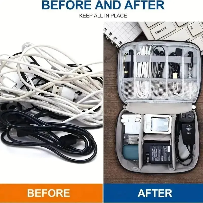 Waterproof Cable Storage Bag USB Data Line Charger Digital Electronic Organizer Portable Plug Storage Bag Travel Cable Organizer