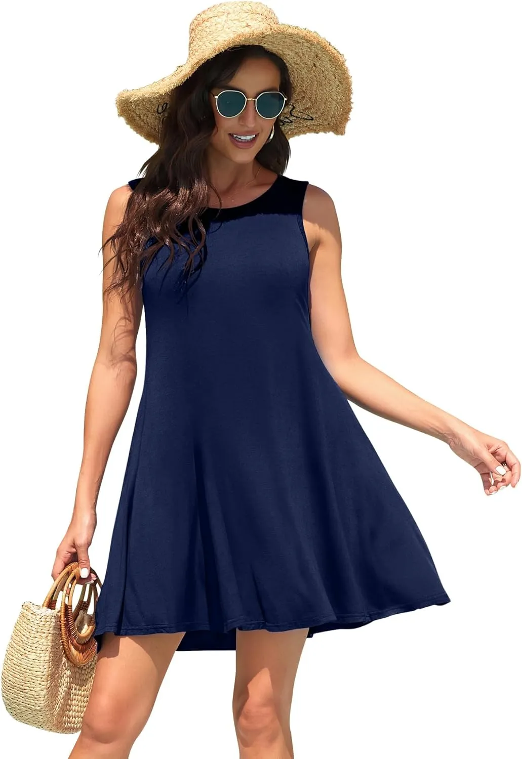 WEACZZY Women Summer Casual Swing T Shirt Dresses Beach Cover up Loose Dress