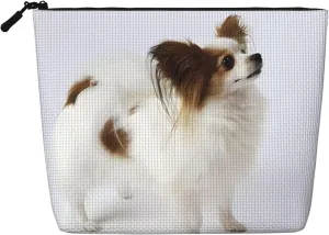 White Papillon Fake Hemp Makeup Bag, Toiletry Organizer  One Pack for Multiple Daily Uses, Business Trip Companion