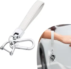 White PU Leather Car Keychains Universal Key Fob Keychains Wristlet Key Chains Heavy Duty Keyrings Car Keys Holde Using it Makes You More Convenient Accessories