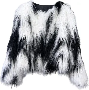 Winter Fluffy Faux Fur Coat Women's Shaggy Jacket Long Sleeve Outwear