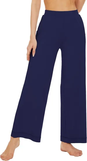 WiWi Women's Casual Wide Leg Palazzo Pants Comfy Lounge Pajama Bottoms Viscose from Bamboo Yoga Sweatpants S-XXL