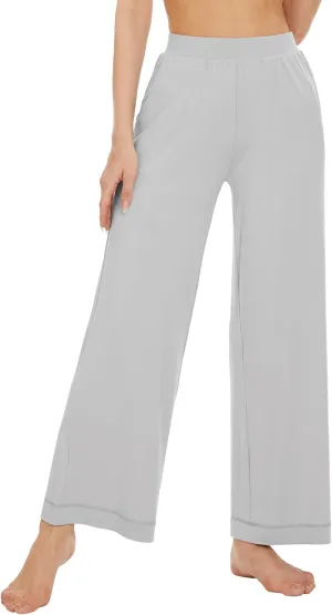 WiWi Women's Casual Wide Leg Palazzo Pants Comfy Lounge Pajama Bottoms Viscose from Bamboo Yoga Sweatpants S-XXL