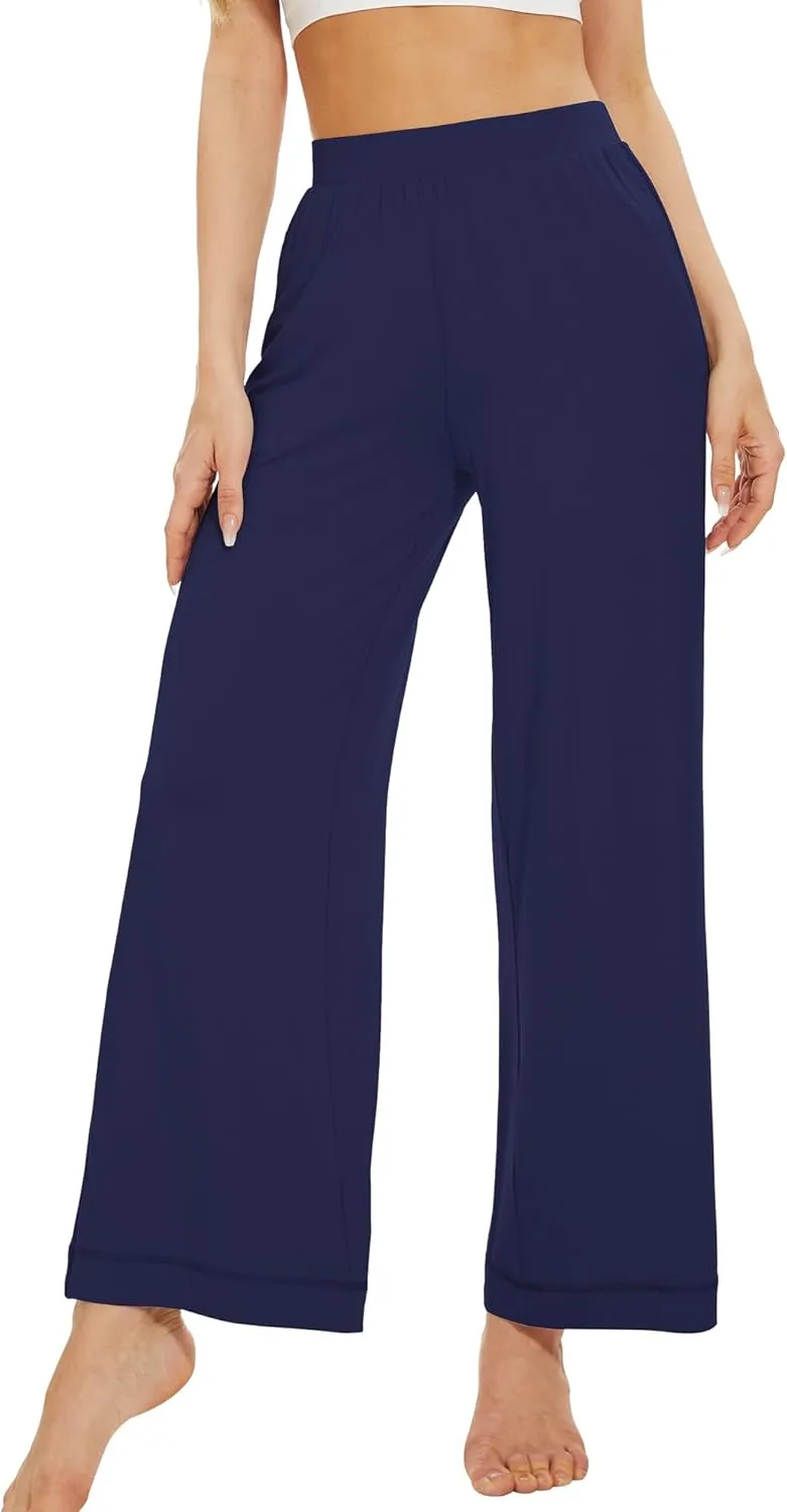WiWi Women's Casual Wide Leg Palazzo Pants Comfy Lounge Pajama Bottoms Viscose from Bamboo Yoga Sweatpants S-XXL