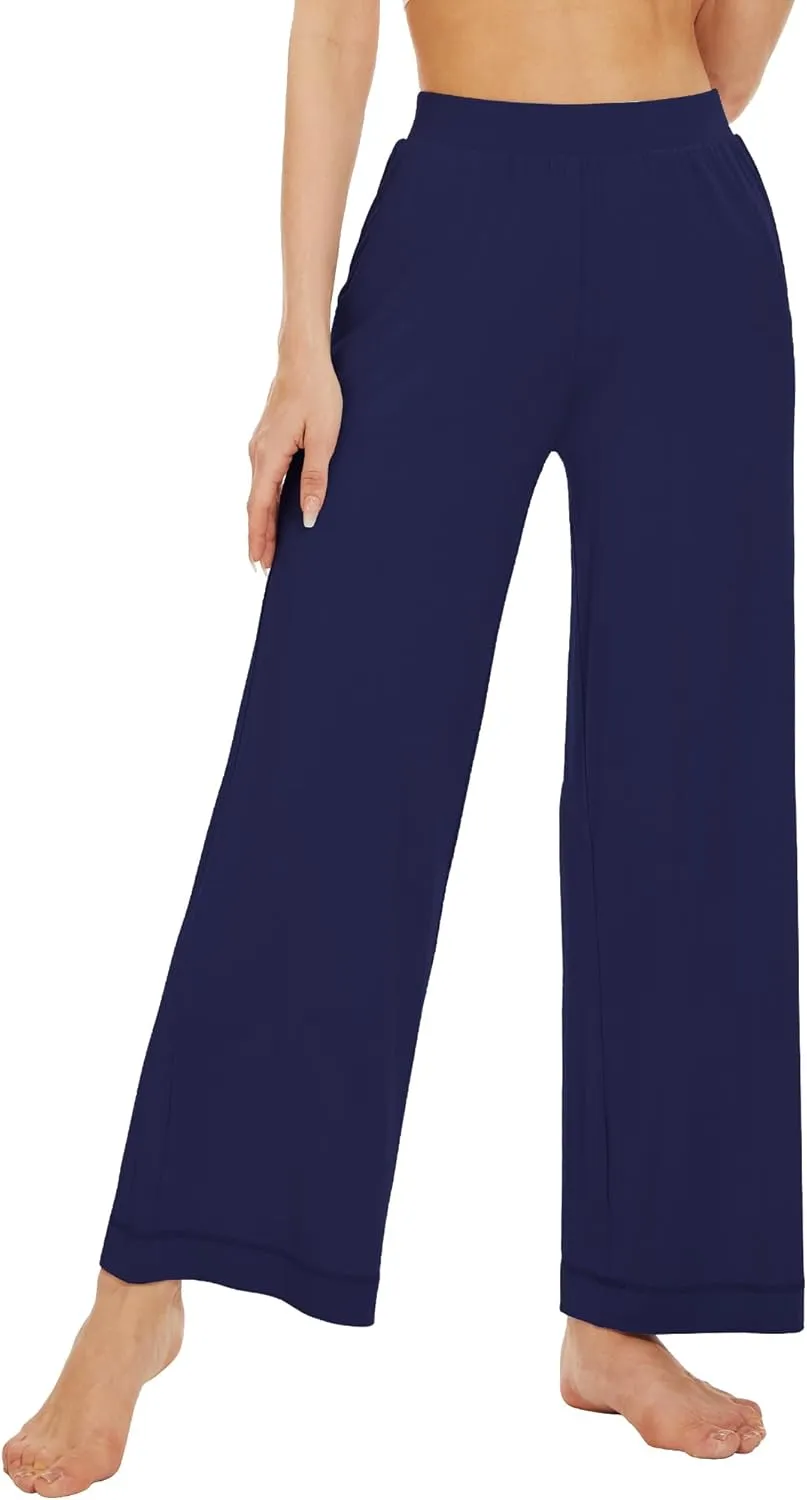 WiWi Women's Casual Wide Leg Palazzo Pants Comfy Lounge Pajama Bottoms Viscose from Bamboo Yoga Sweatpants S-XXL