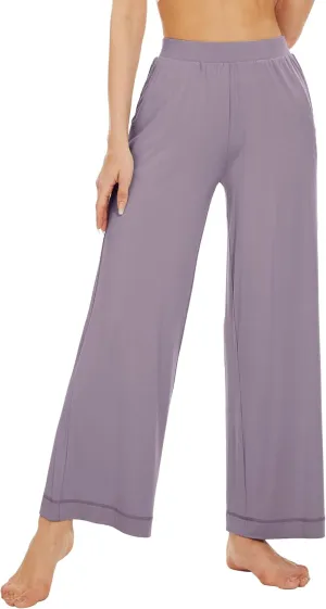 WiWi Women's Casual Wide Leg Palazzo Pants Comfy Lounge Pajama Bottoms Viscose from Bamboo Yoga Sweatpants S-XXL