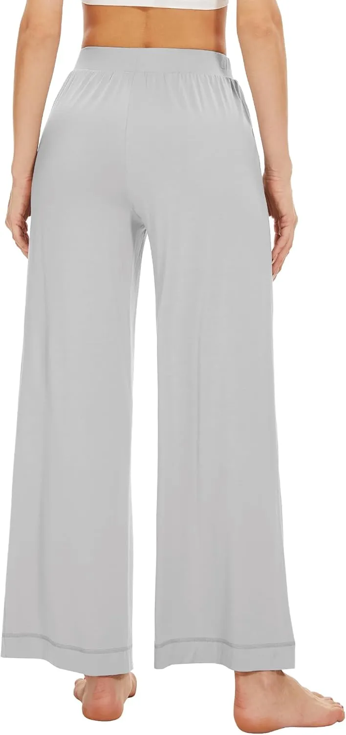 WiWi Women's Casual Wide Leg Palazzo Pants Comfy Lounge Pajama Bottoms Viscose from Bamboo Yoga Sweatpants S-XXL