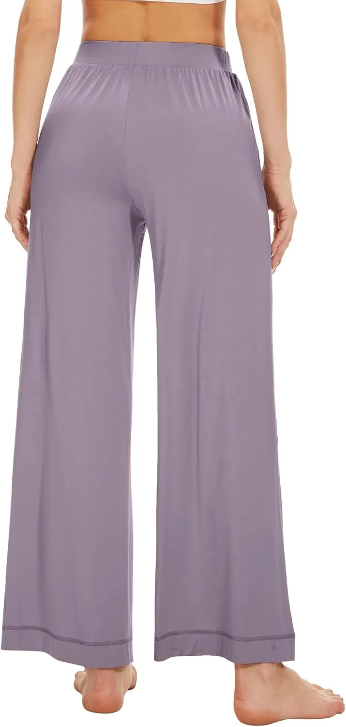 WiWi Women's Casual Wide Leg Palazzo Pants Comfy Lounge Pajama Bottoms Viscose from Bamboo Yoga Sweatpants S-XXL