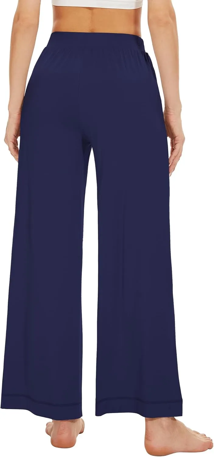 WiWi Women's Casual Wide Leg Palazzo Pants Comfy Lounge Pajama Bottoms Viscose from Bamboo Yoga Sweatpants S-XXL