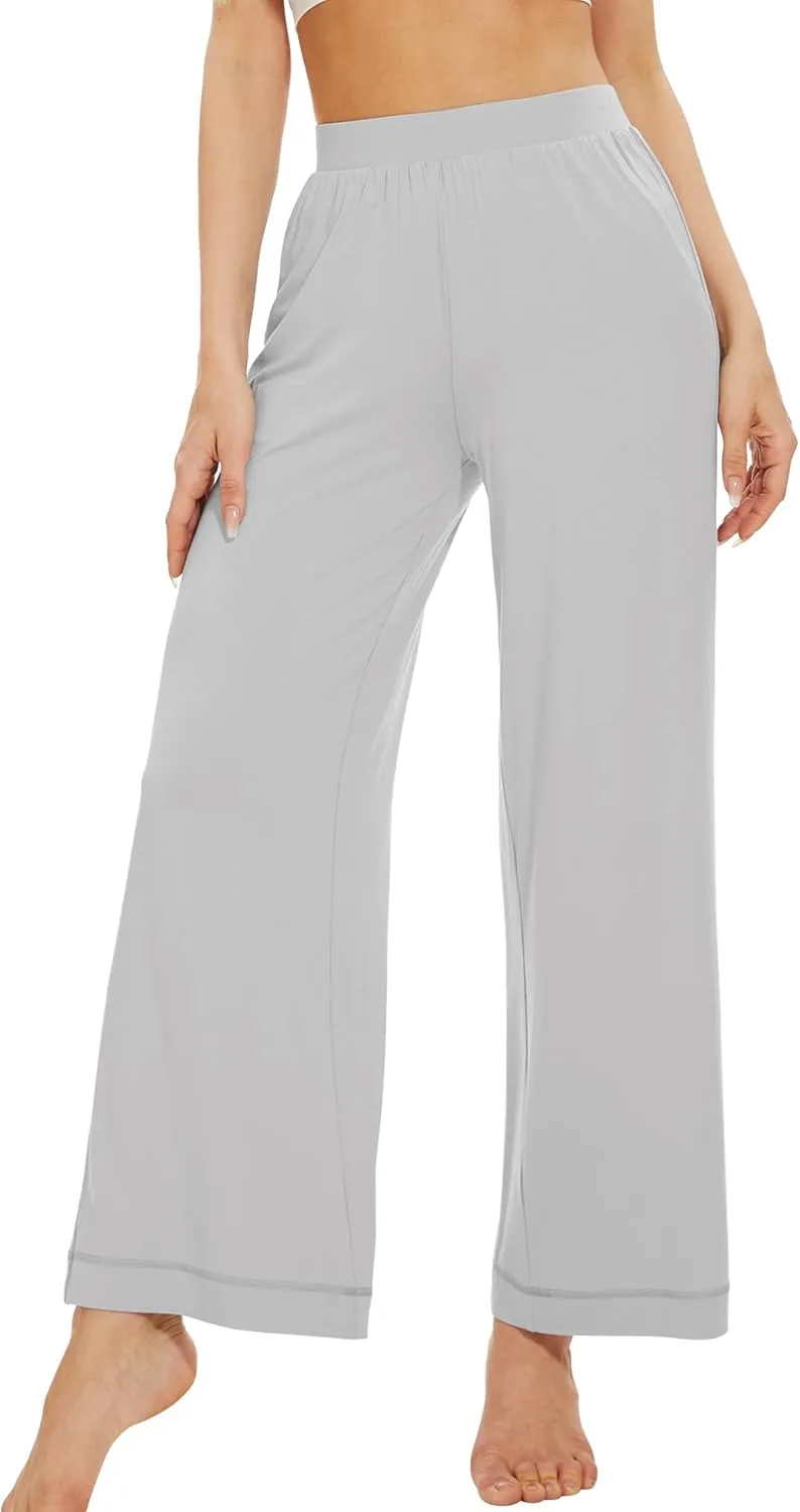 WiWi Women's Casual Wide Leg Palazzo Pants Comfy Lounge Pajama Bottoms Viscose from Bamboo Yoga Sweatpants S-XXL