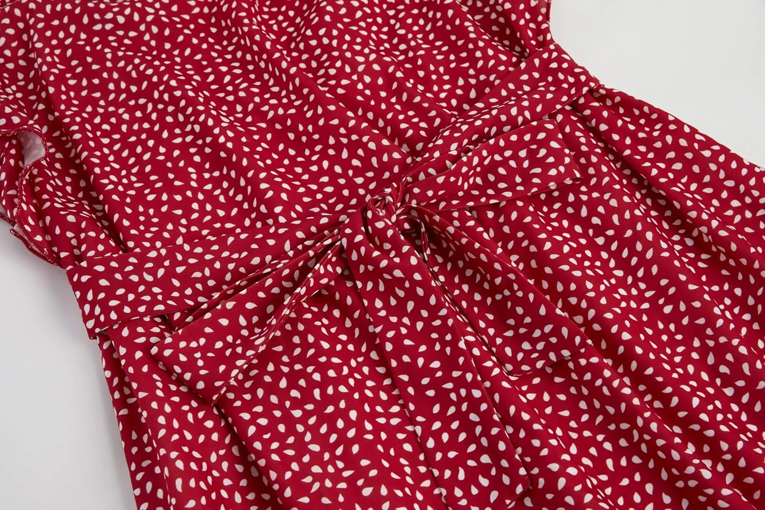 Women Floral Mini Dress Sexy V Neck Ruffle Flutter Sleeve Polka Dot Summer Dresses
