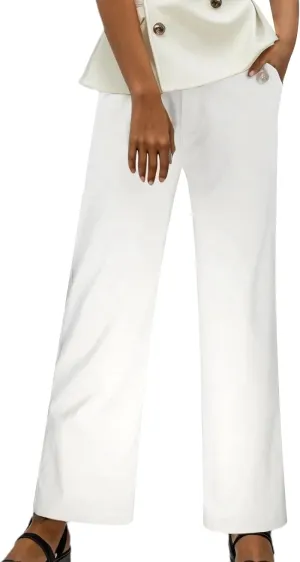 Women High Waist Casual Wide Leg Long Linen Palazzo Pants Trousers Stretch Twill Cropped Plus Size Pants with Pockets