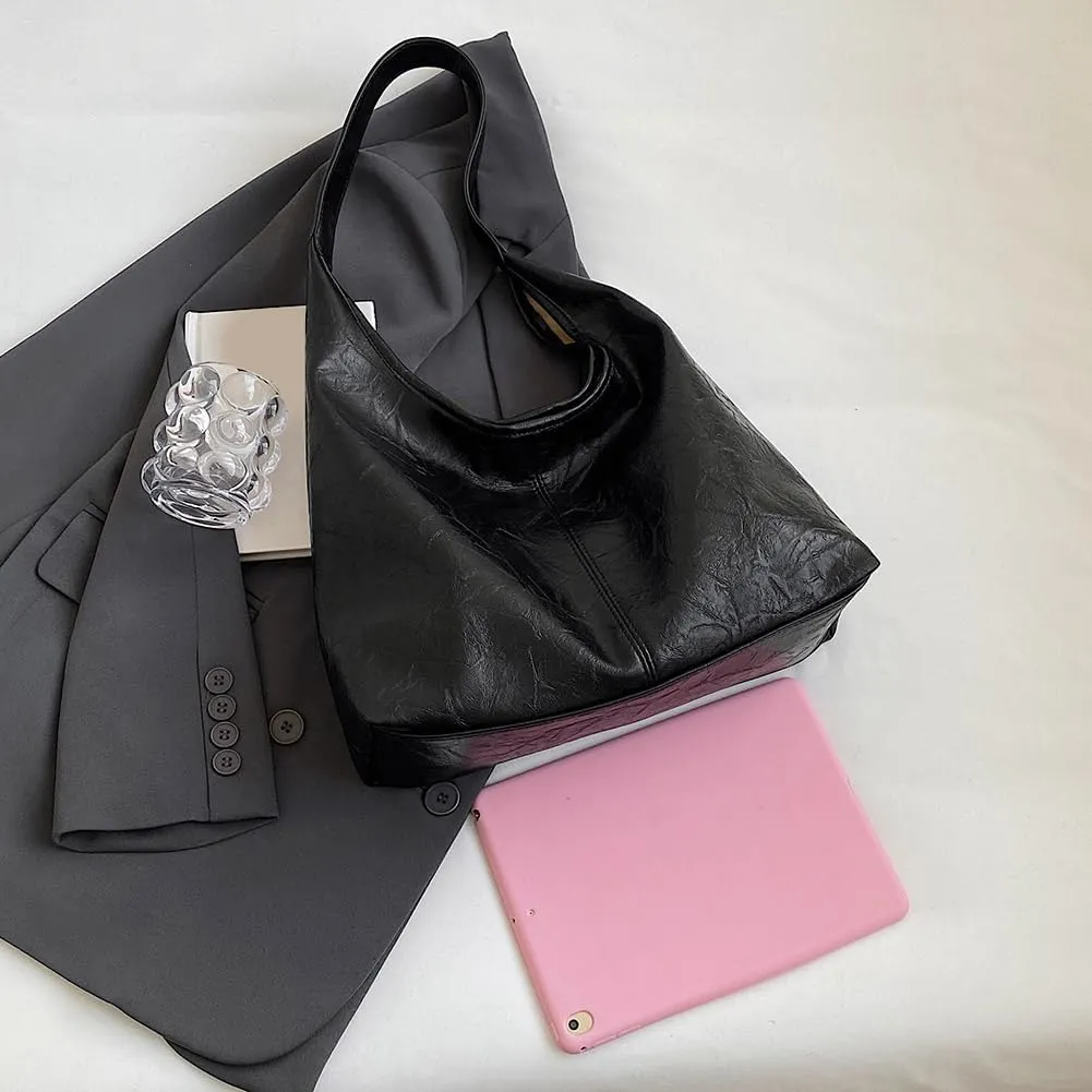 Women Leather Shoulder Bag Versatile Hobo Bag and Clutch Casual 2pcs Shoulder Bag and Handbag Set Satchel Hobo Bag