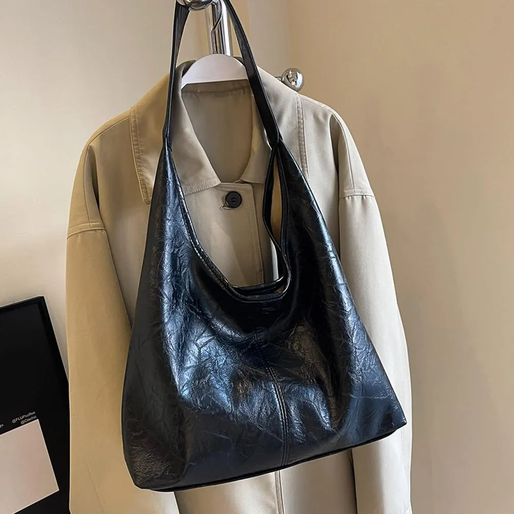 Women Leather Shoulder Bag Versatile Hobo Bag and Clutch Casual 2pcs Shoulder Bag and Handbag Set Satchel Hobo Bag