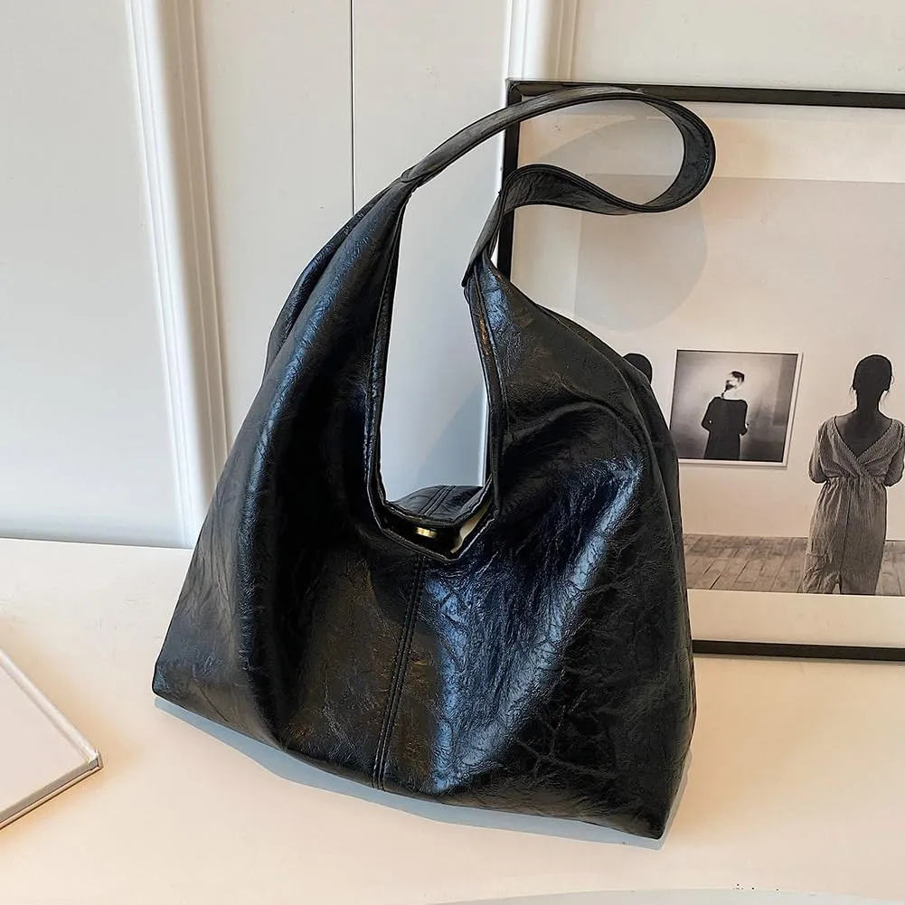 Women Leather Shoulder Bag Versatile Hobo Bag and Clutch Casual 2pcs Shoulder Bag and Handbag Set Satchel Hobo Bag