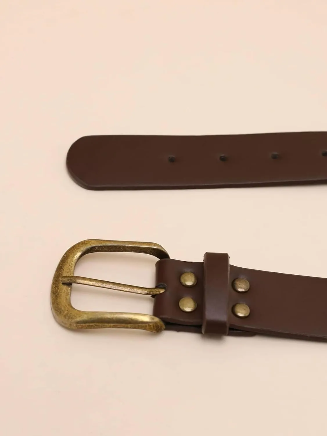 Women Western-Belts Wide-Hollow-Disc-Leather-Belt Metal Buckle Vintage Soft Belt for Jeans Dresses
