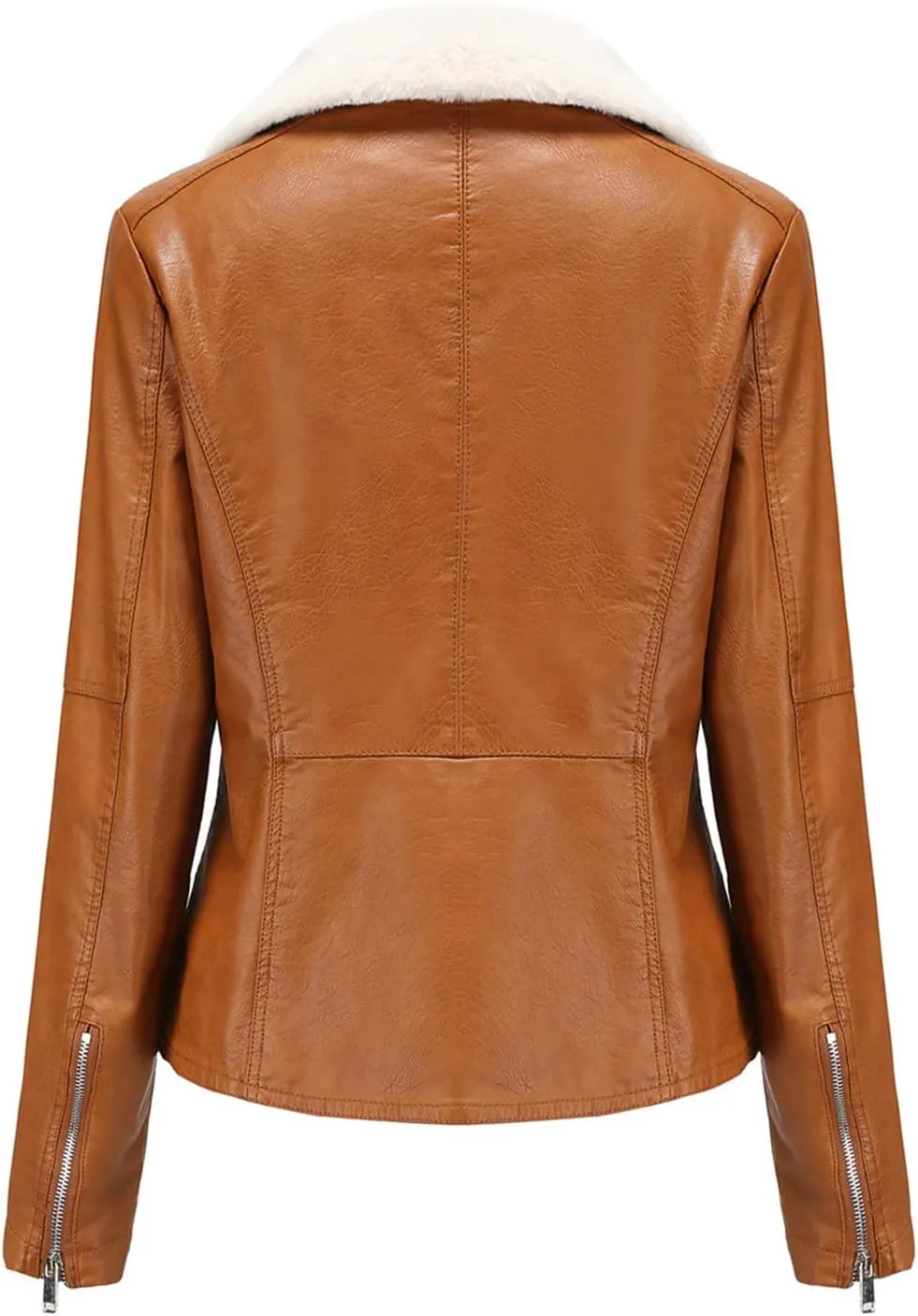 Women Winter Leather Jacket Thicken Fleece Lined Motorcycle Jacket Faux Fur Shearling Fluffy Coat Cropped Bomber Jacket