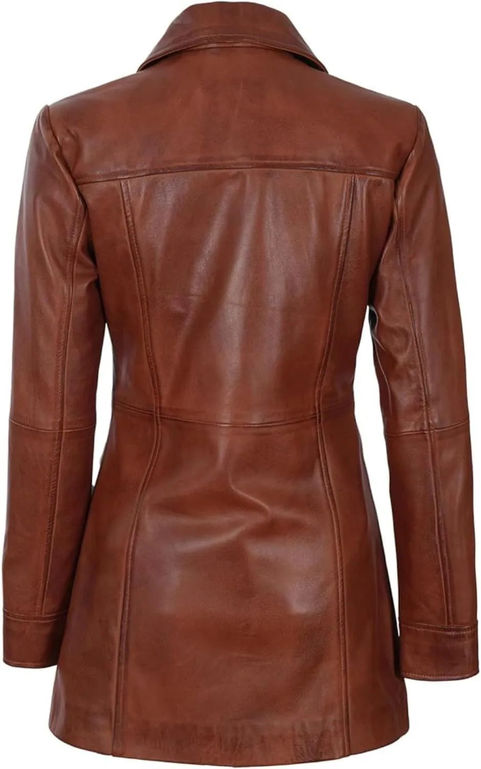 Women's Casual Genuine Lambskin Leather Front Button Up Car Coat Long Lenght Winter Fashion Jacket For Women