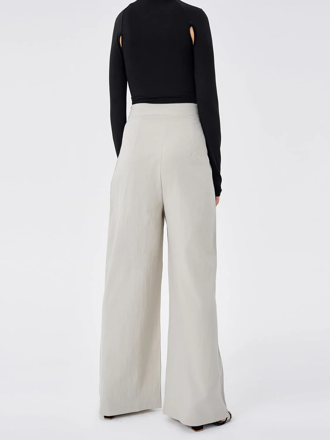 Women's Casual High Waist Wide Leg Pleated Pants Tie Waist Trousers