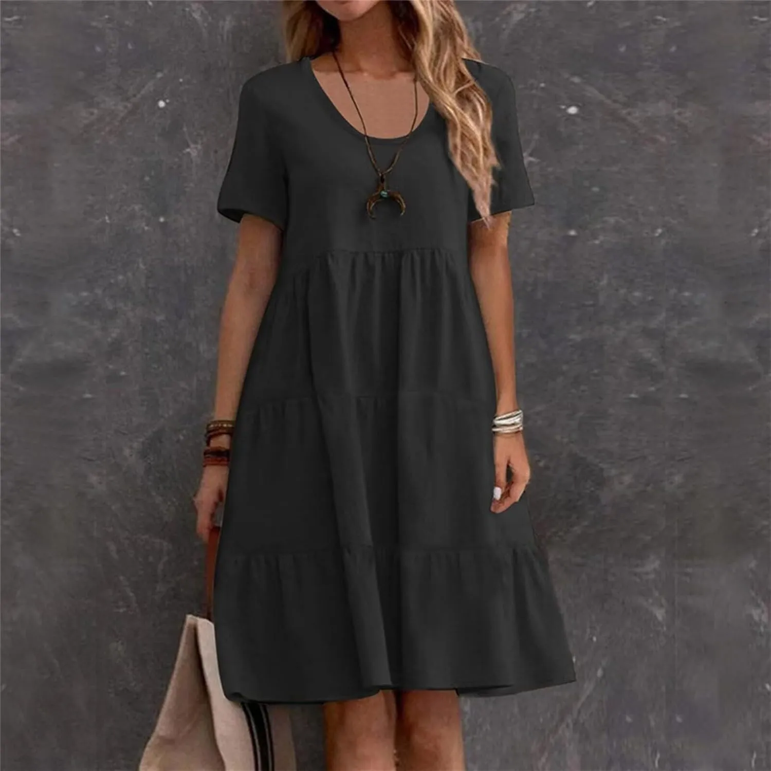 Womens Casual Summer Dresses Elegant Short Sleeve V Neck Cute Dress Floral Ruffle Dress Vacation Beach Boho Dresses
