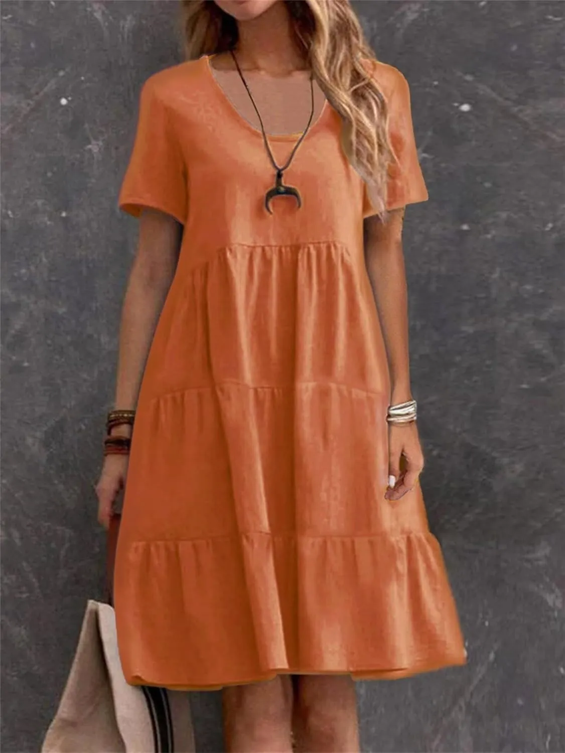 Womens Casual Summer Dresses Elegant Short Sleeve V Neck Cute Dress Floral Ruffle Dress Vacation Beach Boho Dresses