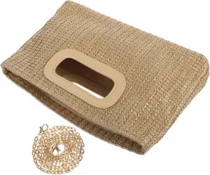 Women's Fashion Shoulder Bag Rustic Woven Evening Crossbody Bag Simulated Grass Material
