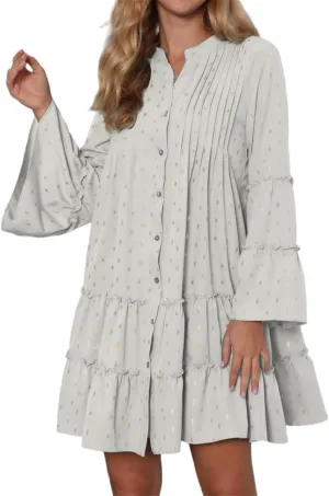 Womens Fashion Summer Dresses Long Sleeve Polka Dot Mini Dresses Womens Flowy Dresses Vacation Beach Dress Plus Size