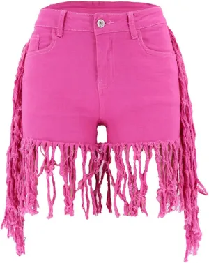 Women's Frayed Raw Hem Jean Shorts Washed Distressed Hot Pant Jeans Ripped Tassel Short Denim Pants Plus Size