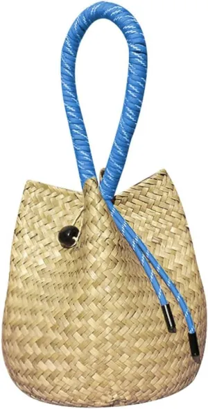 Womens Handwoven Spiral Bucket Bag Straw Tote Beach Vacation Purse Rattan Woven Wedding Handbag Summer Small Purse
