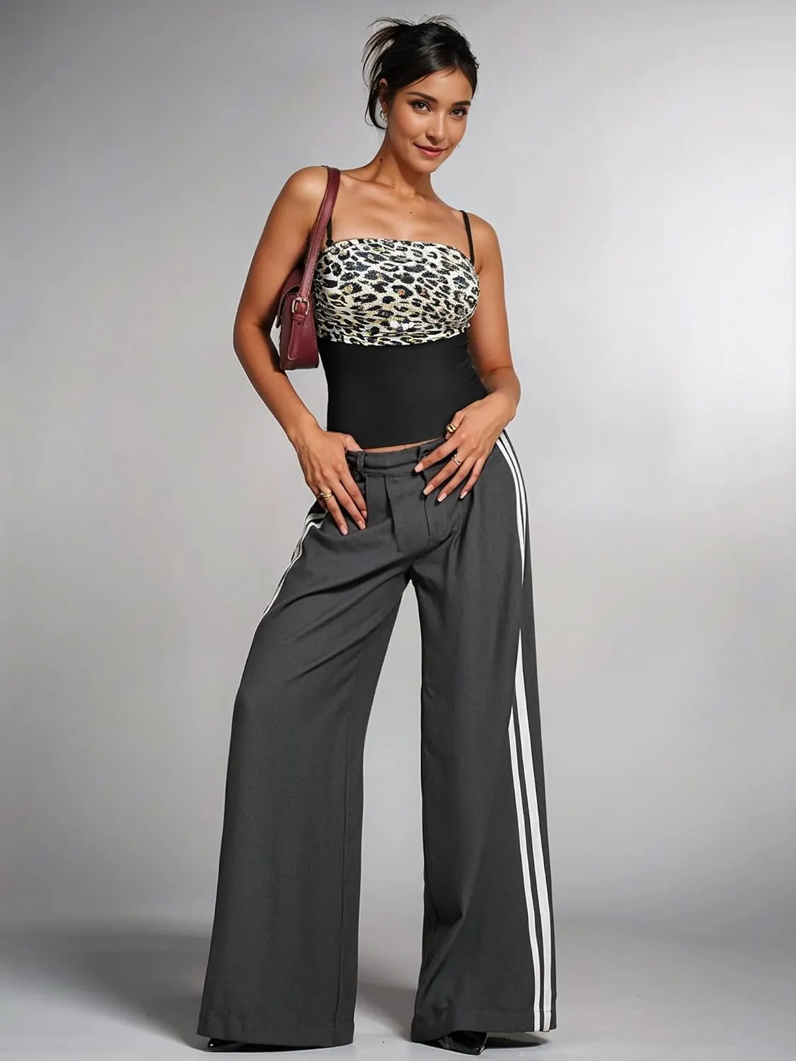 Womens Leopard Lace Trim Sexy Tank Tops Bow Tie Front Sleeveless Cheetah Print V Neck Tops Y2K Going Out Crop Top