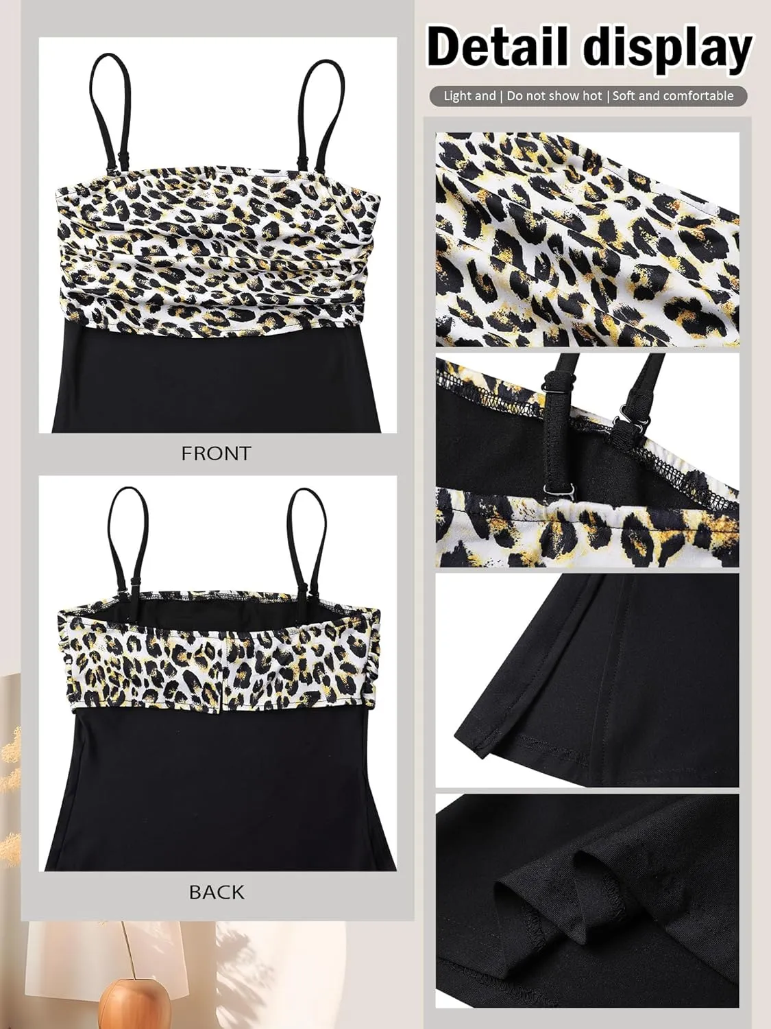 Womens Leopard Lace Trim Sexy Tank Tops Bow Tie Front Sleeveless Cheetah Print V Neck Tops Y2K Going Out Crop Top