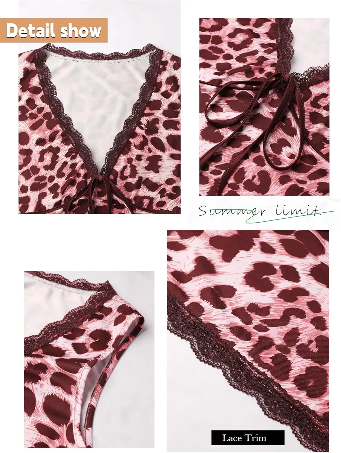 Womens Leopard Lace Trim Sexy Tank Tops Bow Tie Front Sleeveless Cheetah Print V Neck Tops Y2K Going Out Crop Top