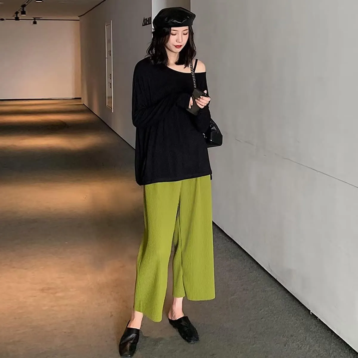 Women's Maternity Long Pants High Waist Lounge Wide Leg Palazzo Summer Loose Trousers Over The Belly Pregnancy Pants