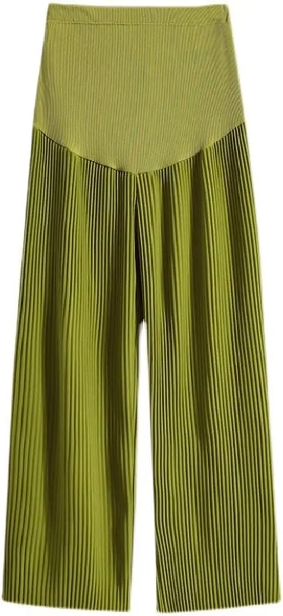 Women's Maternity Long Pants High Waist Lounge Wide Leg Palazzo Summer Loose Trousers Over The Belly Pregnancy Pants
