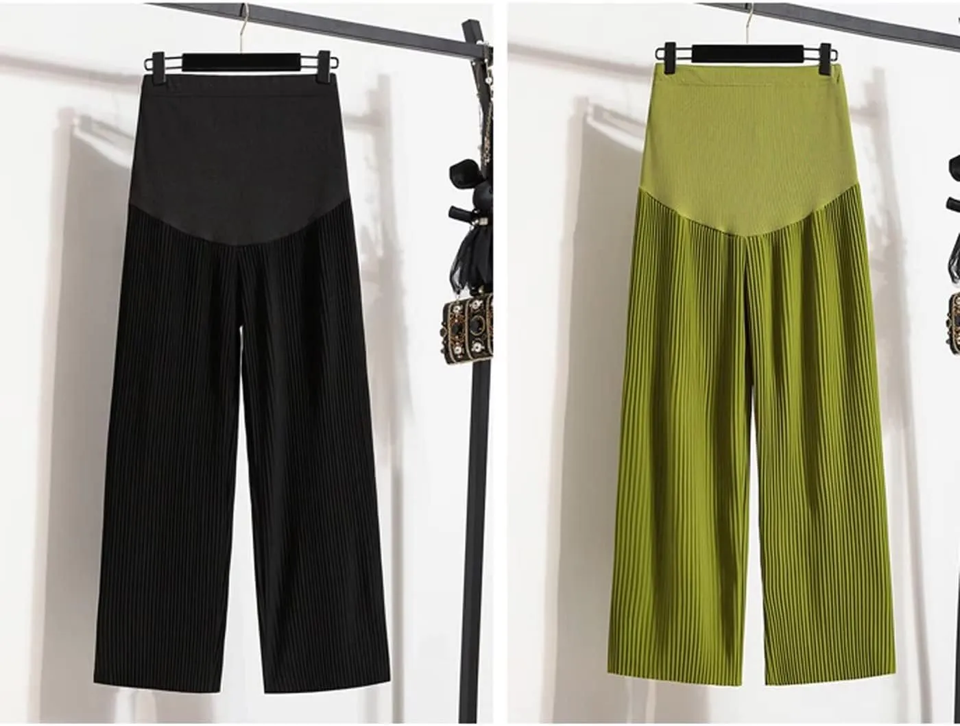 Women's Maternity Long Pants High Waist Lounge Wide Leg Palazzo Summer Loose Trousers Over The Belly Pregnancy Pants