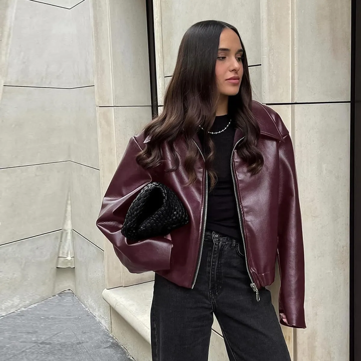 Women's Pilot Jacket, Women's Retro Motorcycle Faux Leather Jacket