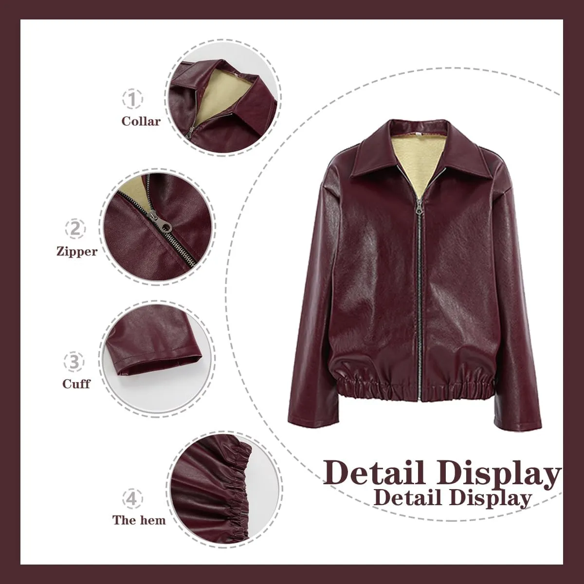 Women's Pilot Jacket, Women's Retro Motorcycle Faux Leather Jacket