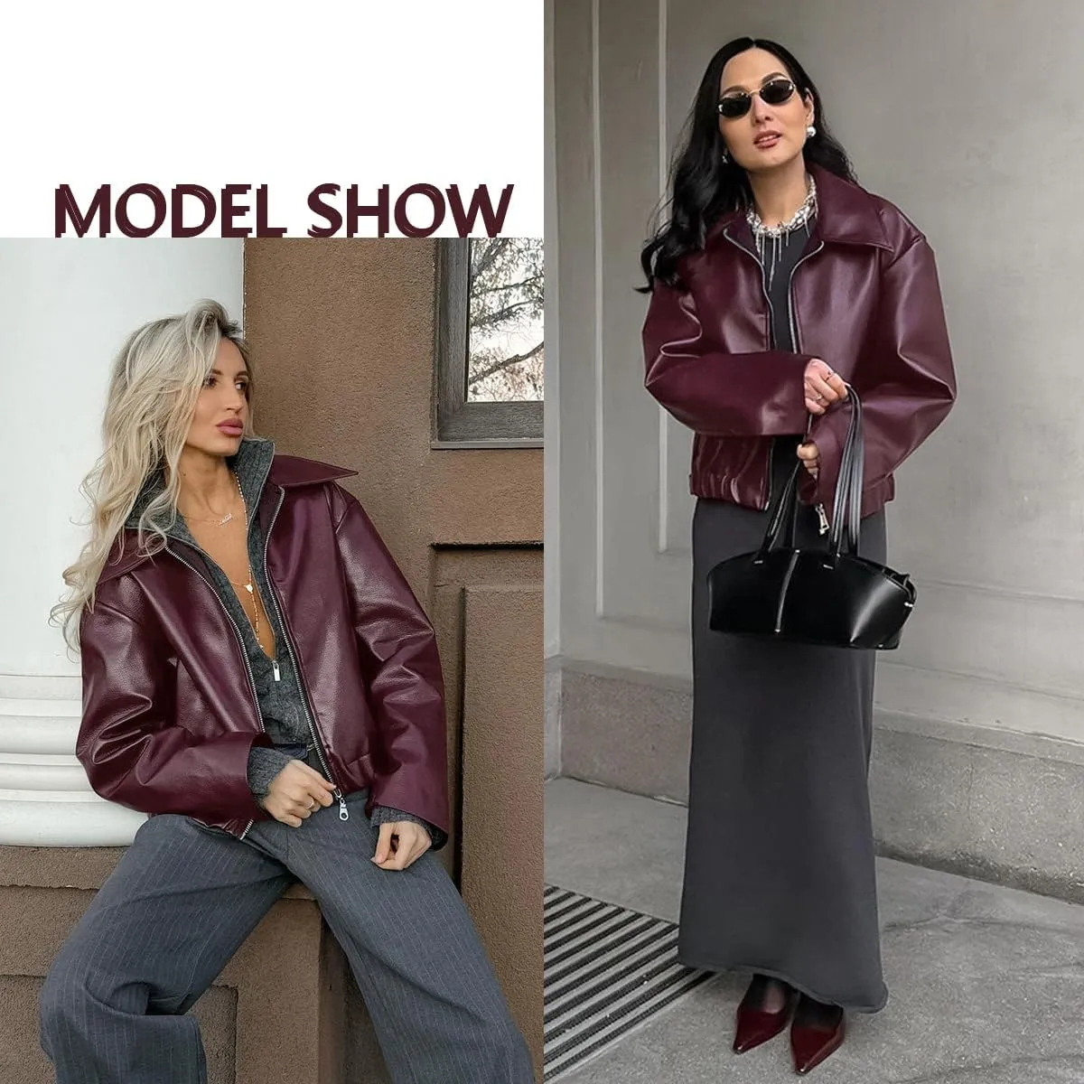 Women's Pilot Jacket, Women's Retro Motorcycle Faux Leather Jacket