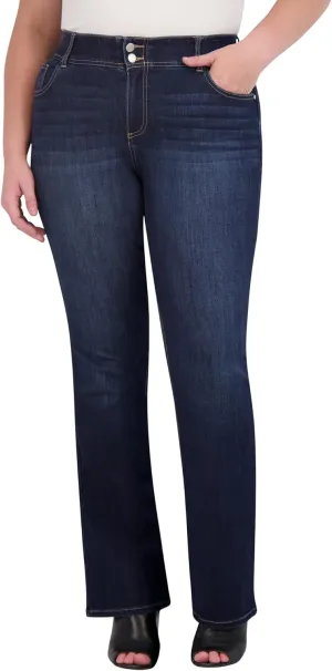 Women's Plus Size Jeans for Women - High Rise Elastic Plus Size Bootcut Jeans for Women - 32" Inseam