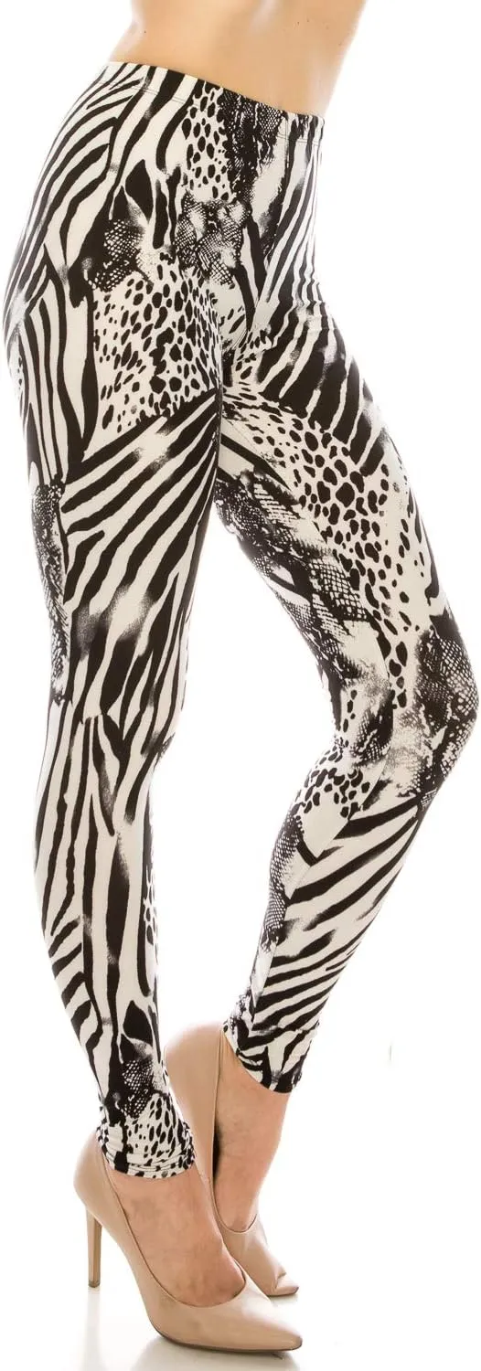 Women's Printed Fashion Leggings Ultra Soft Solid & Patterned - Regular/Plus Sizes