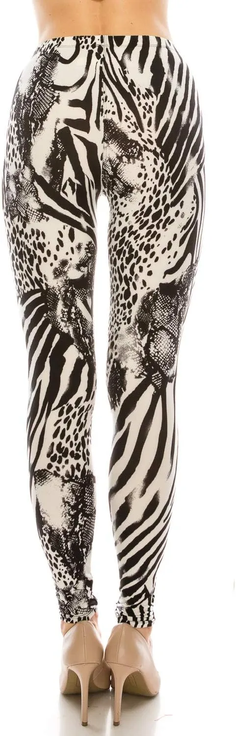 Women's Printed Fashion Leggings Ultra Soft Solid & Patterned - Regular/Plus Sizes