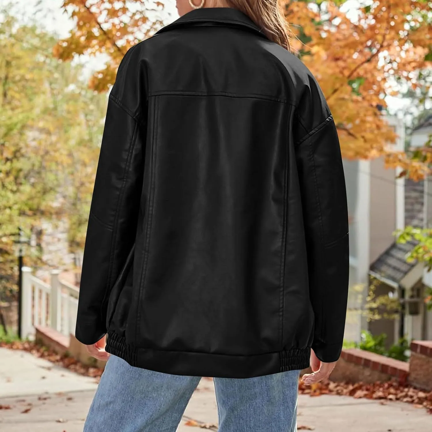 Womens Trendy Oversized Leather Jackets Faux Suede 2024 Fall Fashion Motorcycle Biker Coats Winter Cool Outfits Clothes