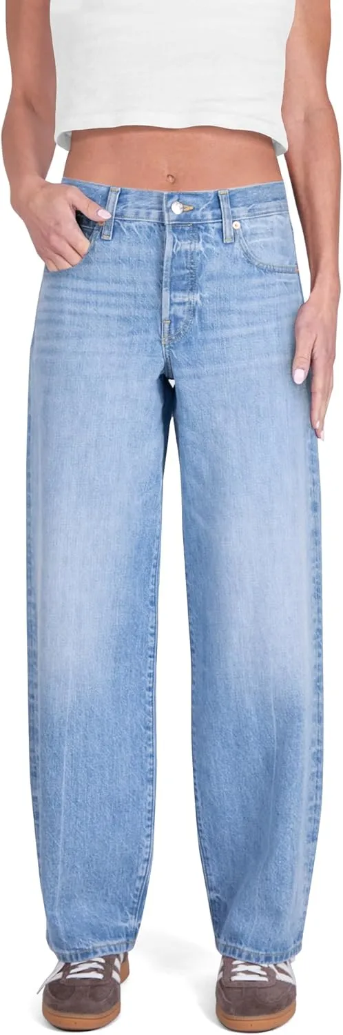 Women's Wide Leg Baggy Jeans Casual High Waisted ButtonFly Denim Pants
