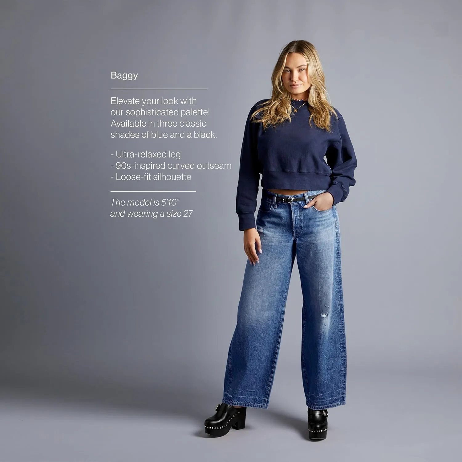 Women's Wide Leg Baggy Jeans Casual High Waisted ButtonFly Denim Pants