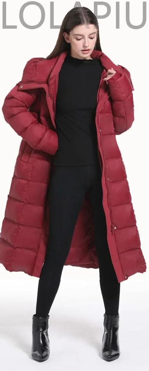 Women's Winter Full Length 800 Fill Duck Down Coat,Plus Size Long Puffer Jacket Parka for Ladies,Hooded,Thickened