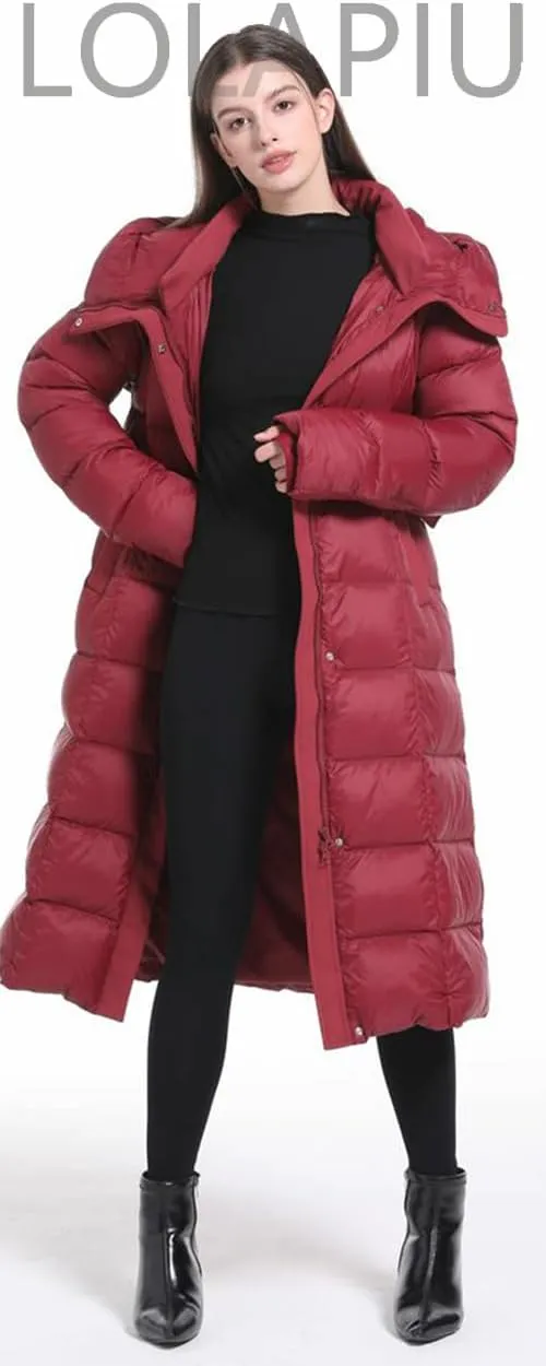 Women's Winter Full Length 800 Fill Duck Down Coat,Plus Size Long Puffer Jacket Parka for Ladies,Hooded,Thickened
