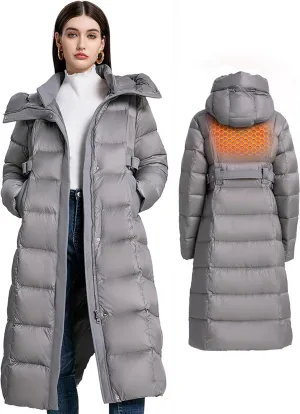 Women's Winter Full Length 800 Fill Duck Down Coat,Plus Size Long Puffer Jacket Parka for Ladies,Hooded,Thickened